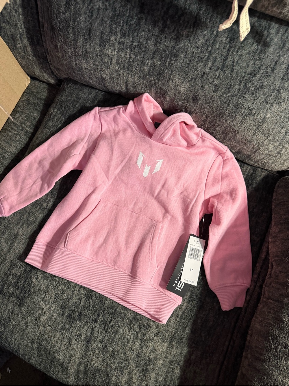 Girls Messi Hooded Pink Sweatshirt with Front Pocket